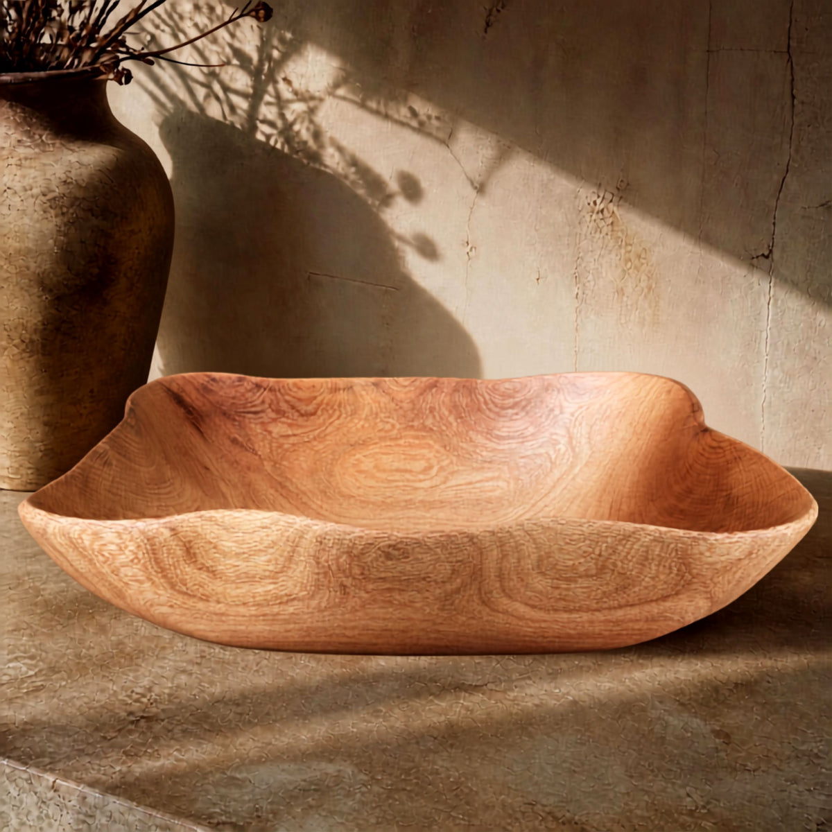 Centro de Mesa en Madera Nativa de Avellano Chileno - Witralun (41x25x10 cm)