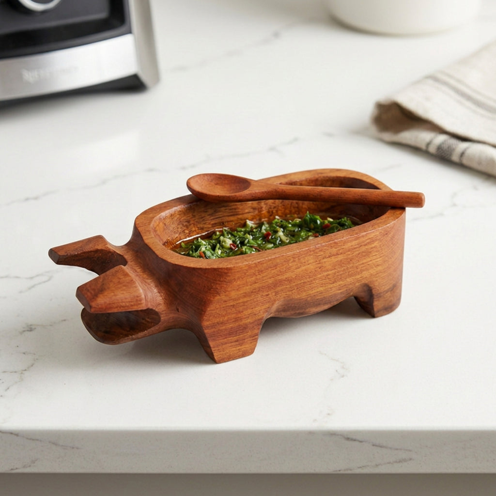 Chanchito de Madera de Raulí Pequeño para Pebre y Salsas - Witralun