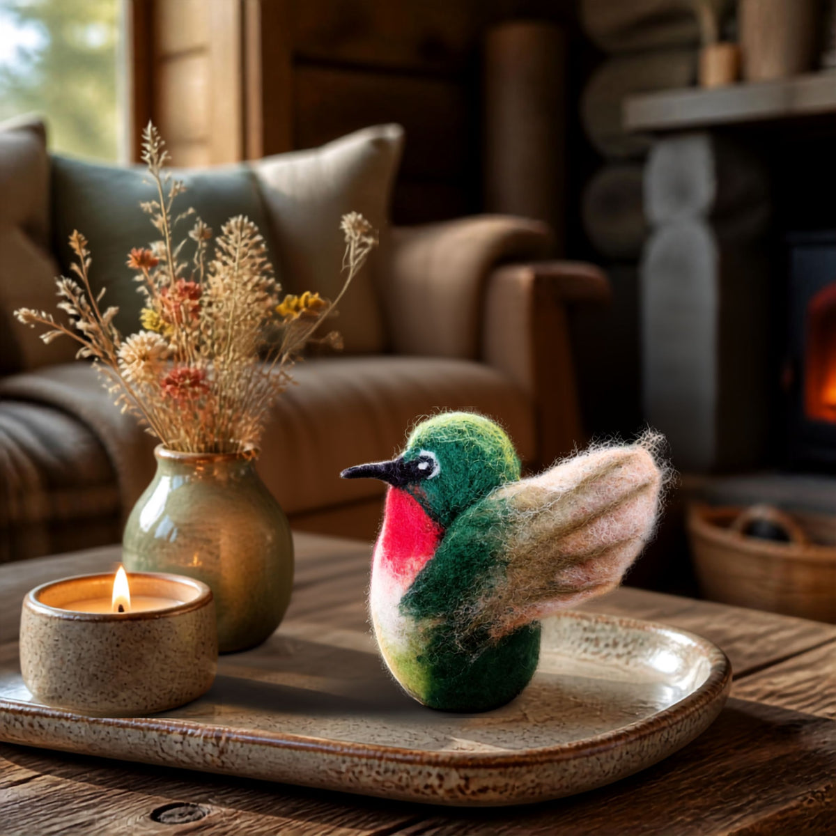 Figura Ave Nativa Colibrí Vellón Agujado - Witralun