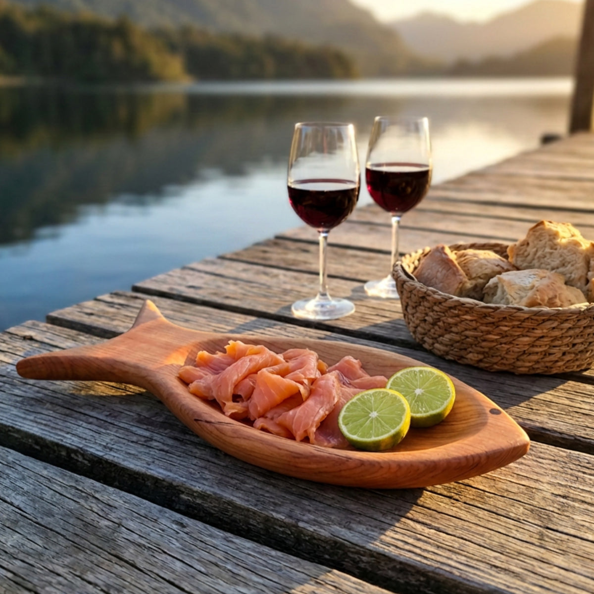 Fuente para Aperitivo de Madera con Forma de Pez Tamaño L - Witralun