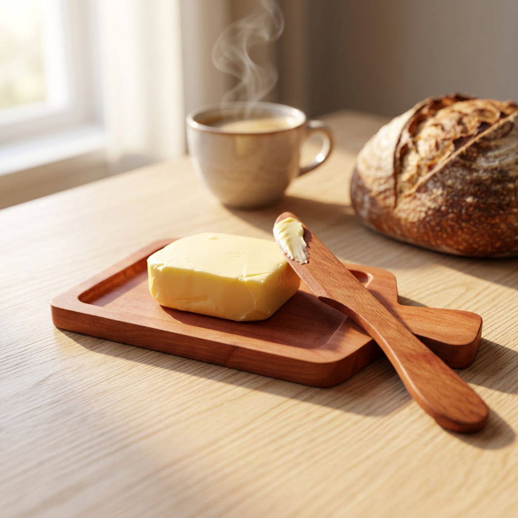 Mantequillera de Madera con Mango Central y Cuchillo - Witralun