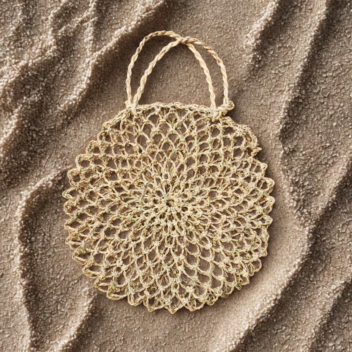 Bolsa Pilwa del Lago Budi Redonda Natural con Mango Natural Mediana - Witralun