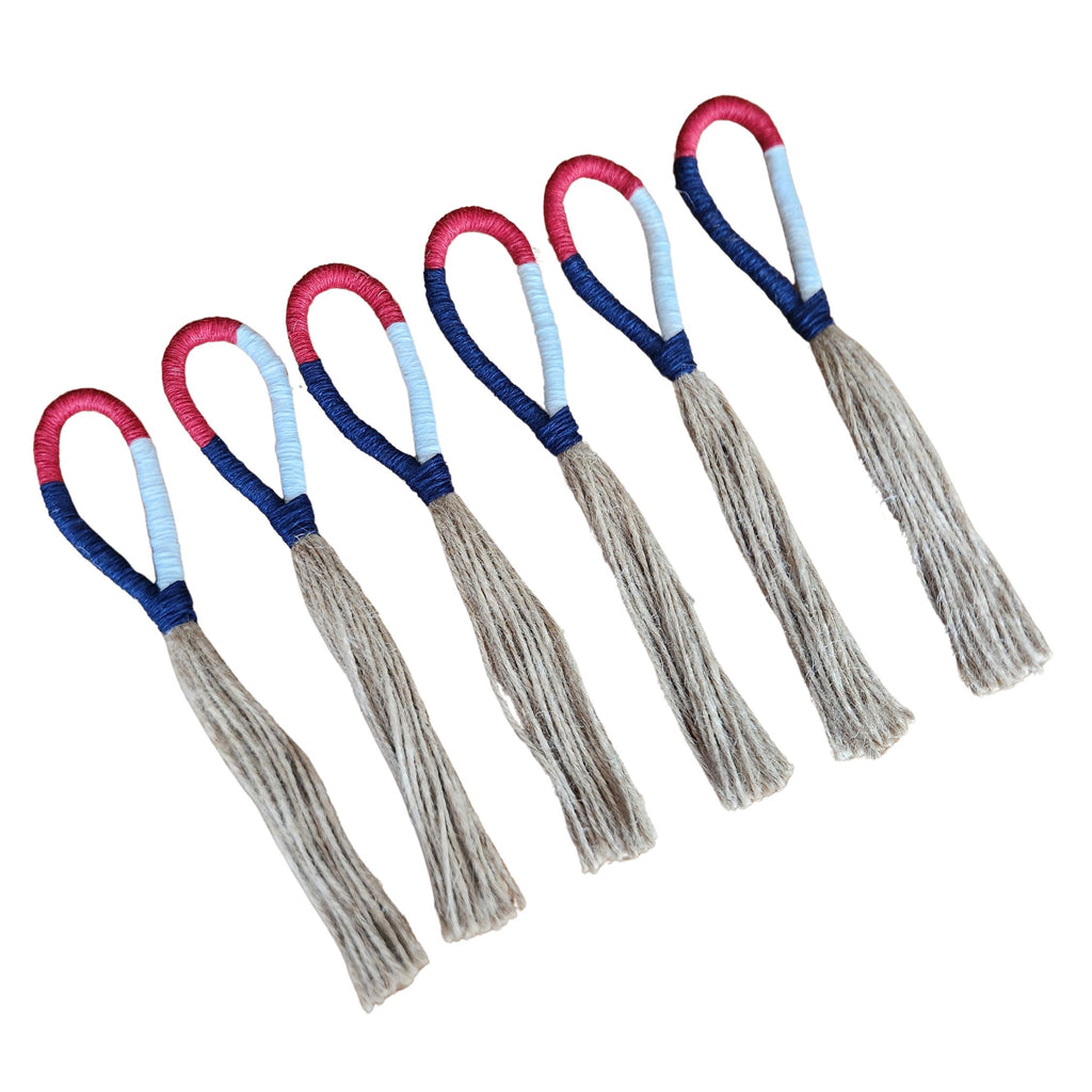 Set 6 Porta Servilletas de Yute y Lino Bandera Chilena - Witralun
